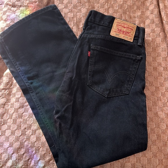 Levi Black 505 Men’s Straight Fit Distressed Jeans 34x30 - Picture 1 of 4